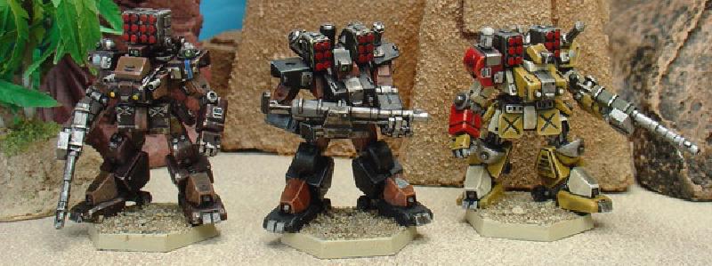 Painted front views of Mad Dog R, Bear, and Den Mother.